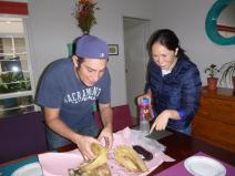 Mexico city, Ernesto and Isis with tamales