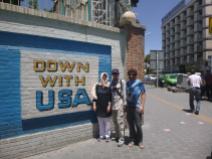 Close to the ex-American ambassy in Teheran with Joel and Anne, Teheran, Iran